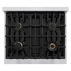 ZLINE 30 in. Classic Gas Rangetop with 4 Brass Burners and Porcelain Cooktop in Satin Stainless Steel (RTS-BR-30)