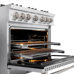 ZLINE 36 in. 5.2 cu. ft. Classic Dual Fuel Range with 6 Burner Gas Cooktop and Electric Convection Oven in Satin Stainless Steel (CDRS-36) oven racks, side.