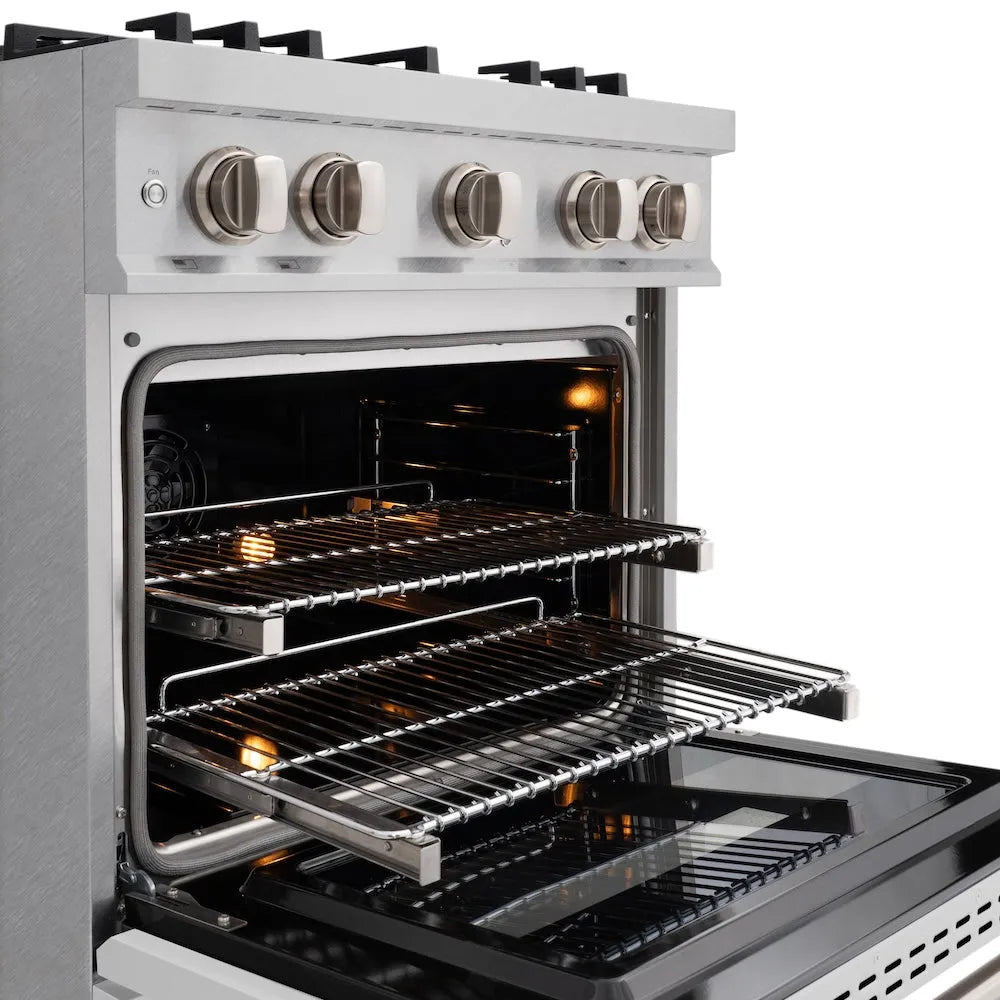 ZLINE 30 in. 4.2 cu. ft. Classic Dual Fuel Range with 4 Burner Gas Cooktop and Electric Convection Oven in Satin Stainless Steel with White Matte Door (CDRS-WM-30) oven racks.