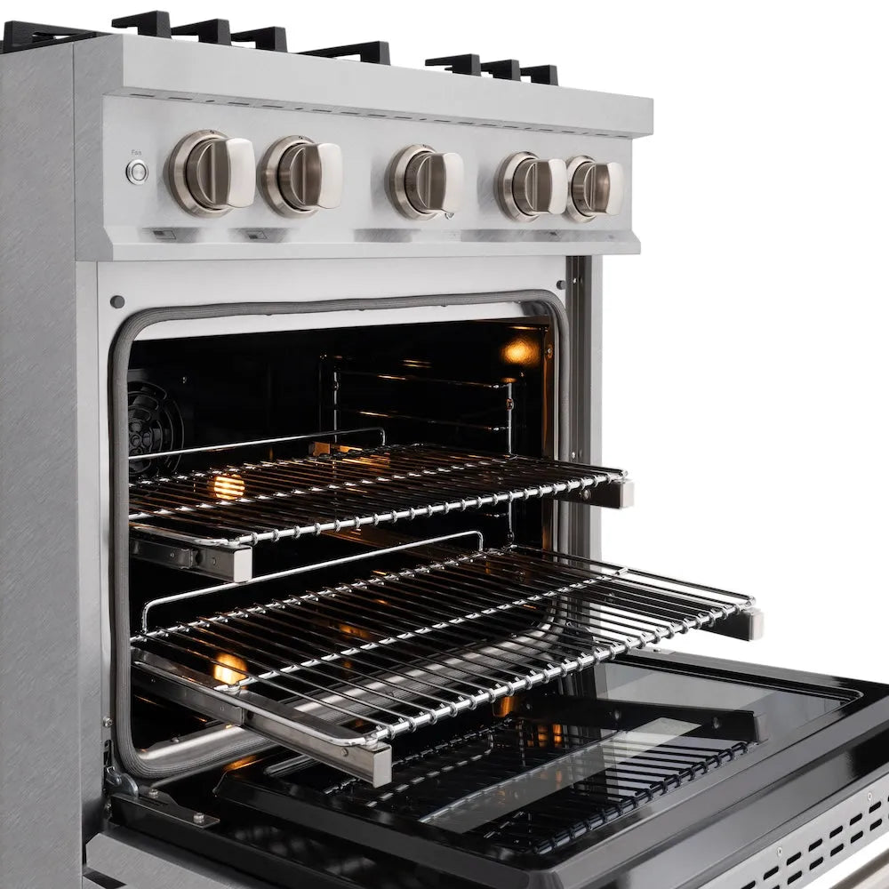 ZLINE 30 in. 4.2 cu. ft. Classic Dual Fuel Range with Gas Cooktop and Electric Convection Oven in Satin Stainless Steel with 4 Brass Burners (CDRS-BR-30) oven racks.