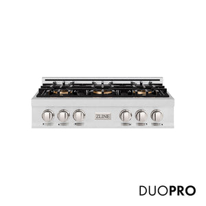 ZLINE 36 in. Classic Gas Rangetop with 6 Burner DuoPro™ Cooktop in Satin Stainless Steel (PCRTS-36)