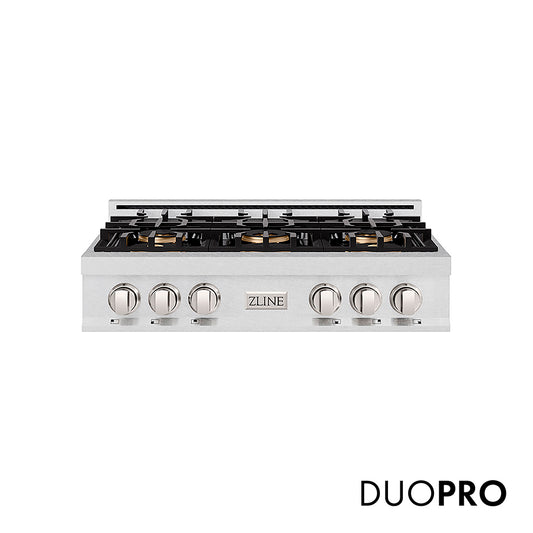 ZLINE 36 in. Classic Gas Rangetop with 6 Burner DuoPro™ Cooktop in Satin Stainless Steel (PCRTS-36)