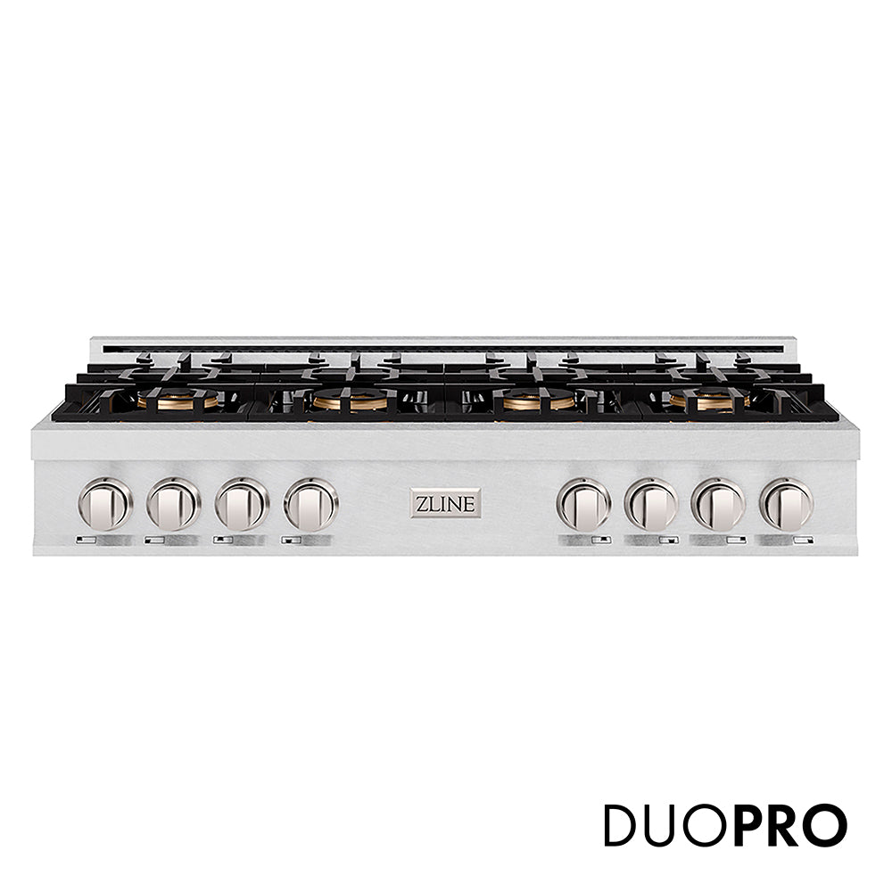 ZLINE 48 in. Classic Gas Rangetop with 8 Burner DuoPro™ Cooktop in Satin Stainless Steel (PCRTS-48)