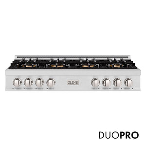 ZLINE 48 in. Classic Gas Rangetop with 8 Burner DuoPro™ Cooktop in Satin Stainless Steel (PCRTS-48)