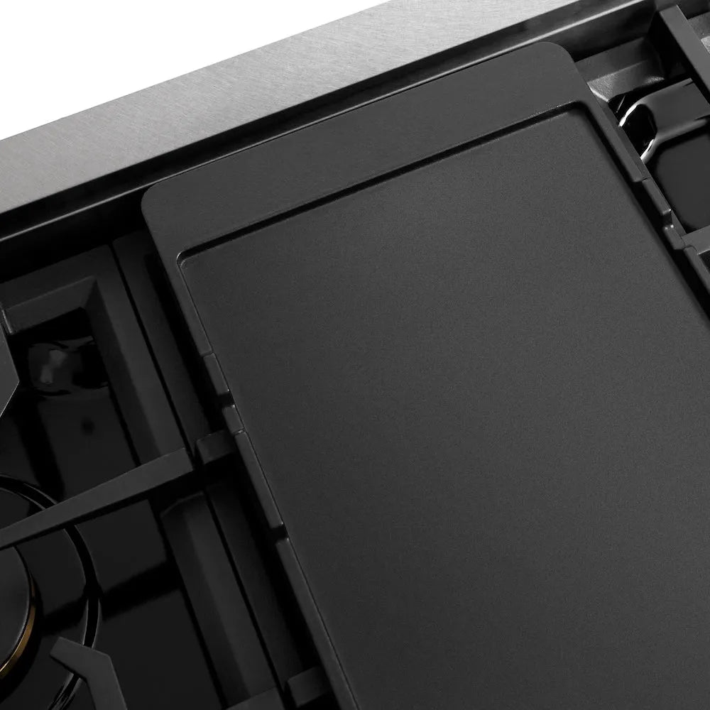 ZLINE Autograph Edition 48 in. Classic Gas Rangetop with 8 Burners and Porcelain Cooktop in Satin Stainless Steel with Matte Black Accents (RTSZ-48-MB)