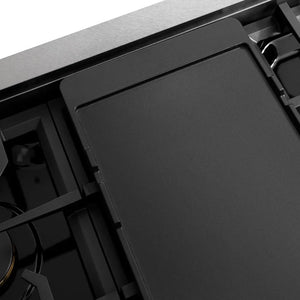 ZLINE Autograph Edition 48 in. Classic Gas Rangetop with 8 Burners and Porcelain Cooktop in Satin Stainless Steel with Matte Black Accents (RTSZ-48-MB)