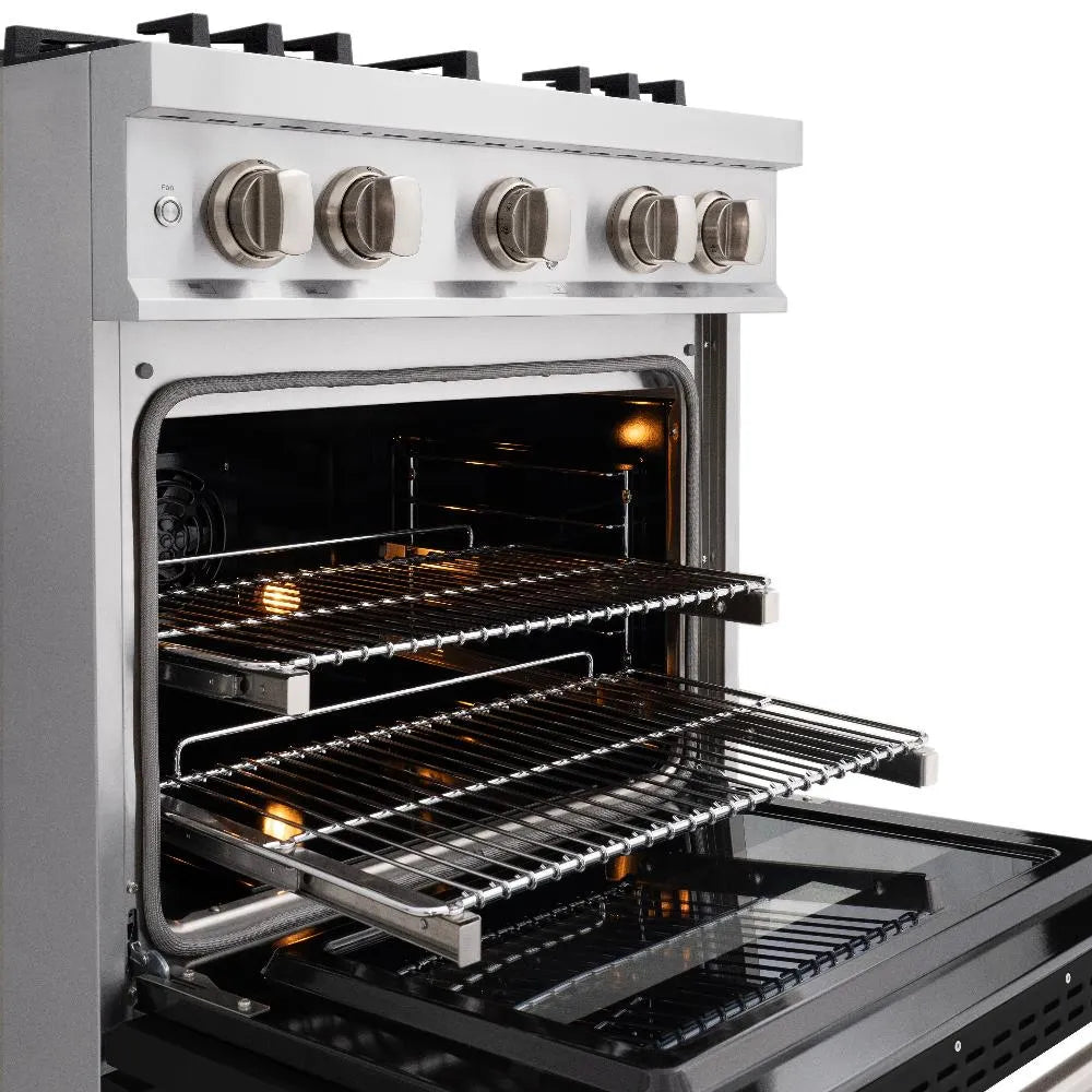 ZLINE 30 in. 4.2 cu. ft. Classic Dual Fuel Range with 4 Burner Gas Cooktop and Electric Convection Oven in Stainless Steel with Black Matte Door (CDR-BLM-30) oven racks.