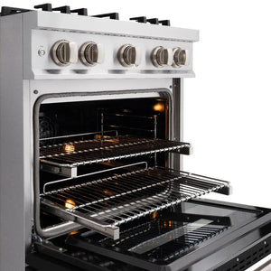 ZLINE 30 in. 4.2 cu. ft. Classic Dual Fuel Range with 4 Burner Gas Cooktop and Electric Convection Oven in Stainless Steel with Black Matte Door (CDR-BLM-30) oven racks.