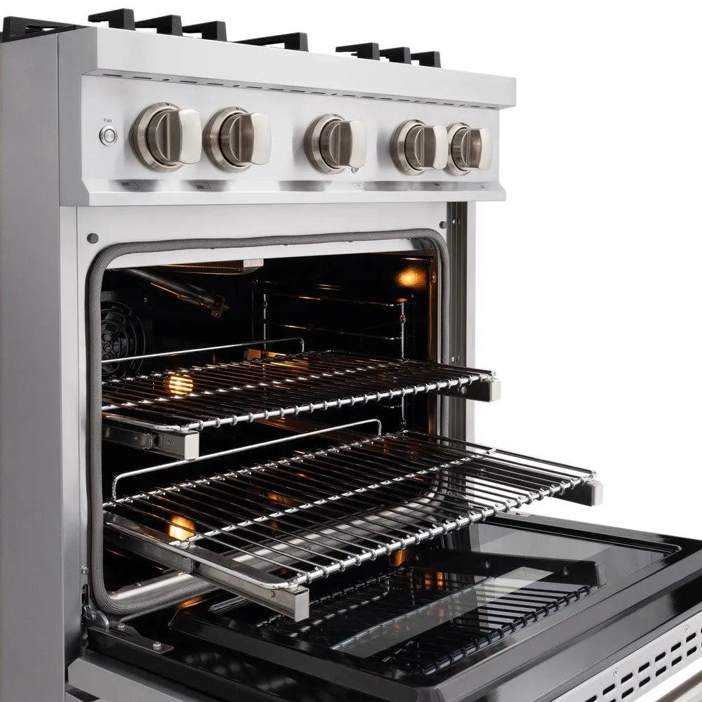 ZLINE 30 in. 4.2 cu. ft. Classic Gas Range with Convection Gas Oven in Stainless Steel with 4 Brass Burners (CGR-BR-30) oven racks.