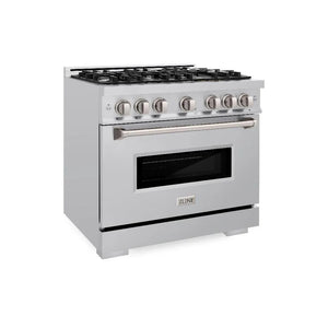 ZLINE 36 in. 5.2 cu. ft. Classic Gas Range with 6 Burner Cooktop and Convection Gas Oven in Stainless Steel (CGR36) main image.