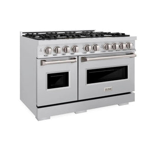 ZLINE 48 in. 6.7 cu. ft. Classic Double Oven Gas Range with 8 Burner Cooktop in Stainless Steel (CGR48) main image.