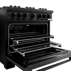ZLINE 36 in. 5.2 cu. ft. Classic Gas Range with Convection Gas Oven in Black Stainless Steel with 6 Brass Burners (CGRB-BR-36) oven racks.