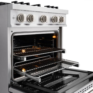 ZLINE 30 in. 4.2 cu. ft. Classic Dual Fuel Range with 4 Burner DuoPro™ Cooktop and Electric Convection Oven in Stainless Steel (PCDR30) open oven with racks inside, showing interior design and layout.