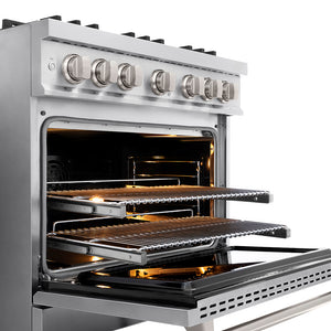 ZLINE 36 in. 5.2 cu. ft. Classic Dual Fuel Range with 6 Burner DuoPro™ Cooktop and Electric Convection Oven in Stainless Steel (PCDR36) open oven with racks inside, showing interior design and layout.