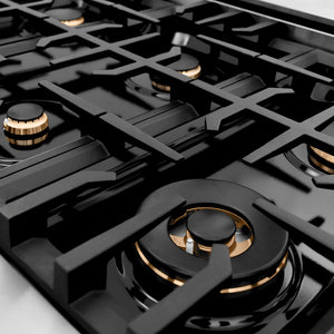ZLINE 48 in. Classic Gas Rangetop with 8 Brass Burners and Porcelain Cooktop in Stainless Steel with Griddle (RT-BR-GR-48) dual function burner spread and grates.