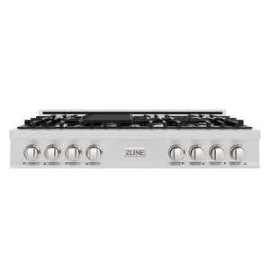 ZLINE 48 in. Classic Gas Rangetop with 8 Burners and Porcelain Cooktop in Stainless Steel with Griddle (RT-GR-48)
