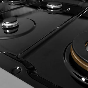 ZLINE 48 in. Classic Gas Rangetop with 8 Burners and Porcelain Cooktop in Stainless Steel with Griddle (RT-GR-48) black porcelain cooktop.