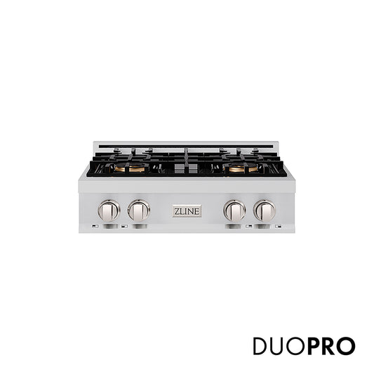 ZLINE 30 in. Classic Gas Rangetop with 4 Burner DuoPro™ Cooktop in Stainless Steel (PCRT30)