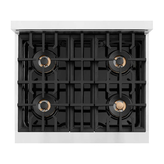 ZLINE 30 in. Classic Gas Rangetop with 4 Burner DuoPro™ Cooktop in Stainless Steel (PCRT30) top-down, above cooktop.
