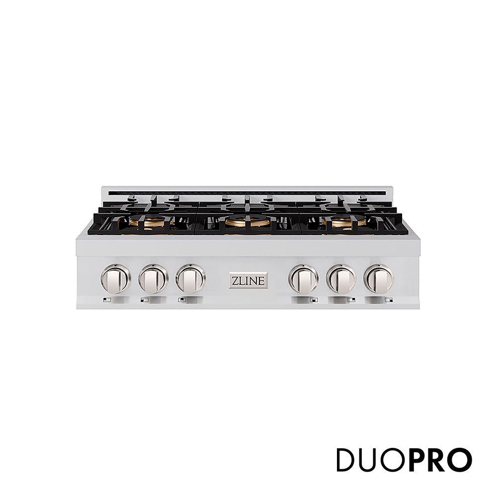 ZLINE 36 in. Classic Gas Rangetop with 6 Burner DuoPro™ Cooktop in Stainless Steel (PCRT36)