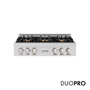 ZLINE 36 in. Classic Gas Rangetop with 6 Burner DuoPro™ Cooktop in Stainless Steel (PCRT36)