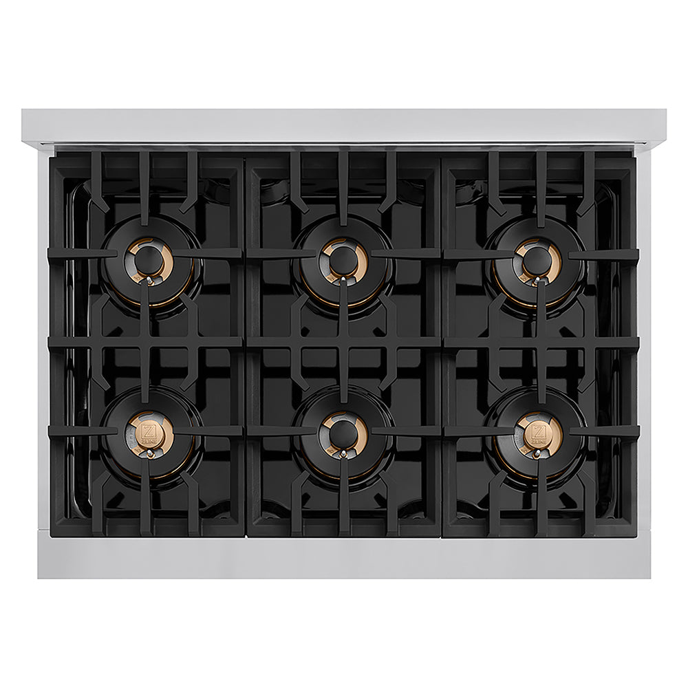 ZLINE Autograph Edition 36 in. Classic Gas Rangetop with 6 Burner DuoPro™ Cooktop in Stainless Steel and Matte Black Accents (PCRTZ-36-MB)