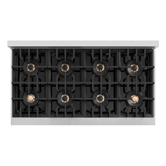 ZLINE Autograph Edition 48 in. Classic Gas Rangetop with 8 Burner DuoPro™ Cooktop in Stainless Steel and Polished Gold Accents (PCRTZ-48-G)