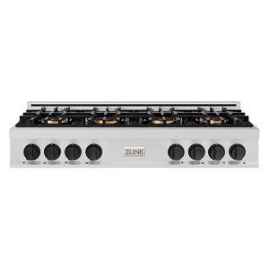 ZLINE Autograph Edition 48 in. Classic Gas Rangetop with 8 Burner DuoPro™ Cooktop in Stainless Steel and Matte Black Accents (PCRTZ-48-MB)