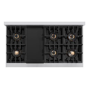 ZLINE Autograph Edition 48 in. Classic Gas Rangetop with 8 Burner DuoPro™ Cooktop in Stainless Steel and Matte Black Accents (PCRTZ-48-MB)