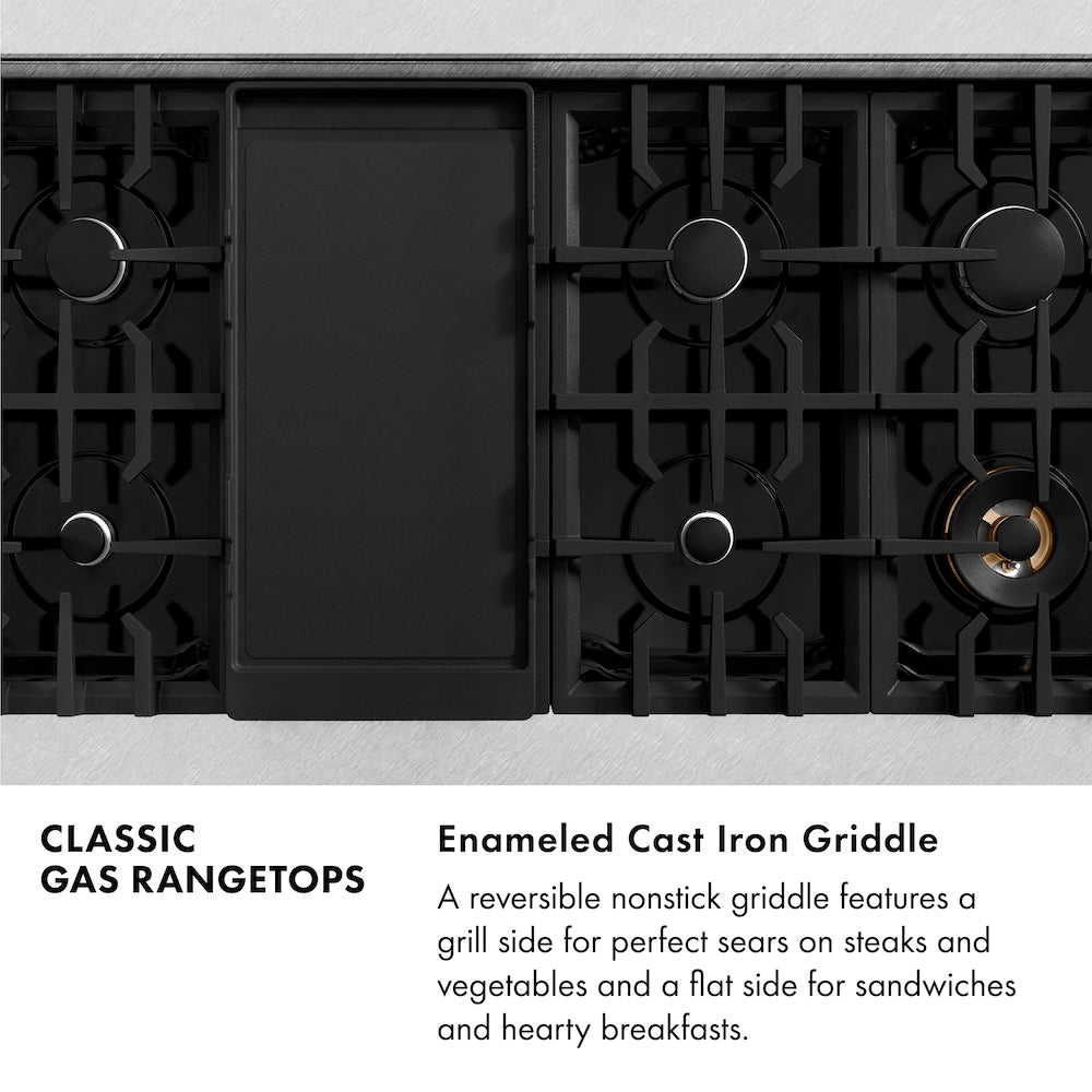 ZLINE 48 in. Classic Gas Rangetop with 8 Burners and Porcelain Cooktop in Satin Stainless Steel (RTS-48)