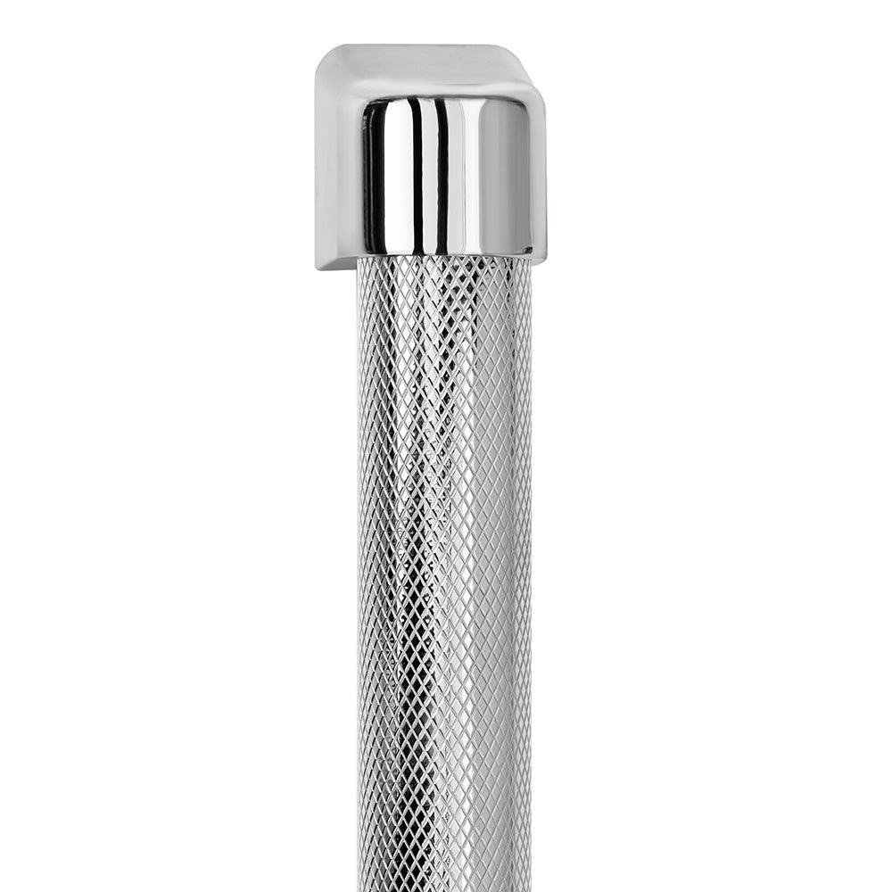 ZLINE Autograph Edition Column Refrigeration Helix Handle (Set of 1) in Polished Nickel (RCHZ-K-PN) close-up, on white background, showing knurled detailing.