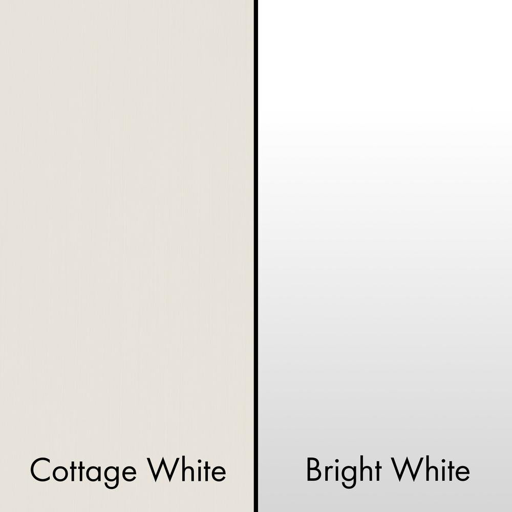 ZLINE Cottage White (left) and ZLINE Bright White Range Hood (right) Color Comparison.