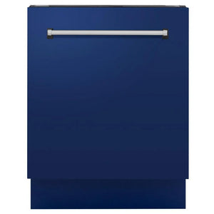 ZLINE 24 in. Tallac Series 3rd Rack Dishwasher with Blue Gloss Panel and Traditional Handle, 51dBa (DWV-BG-24) main image.