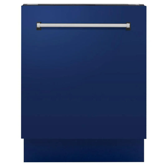 ZLINE 24 in. Tallac Series 3rd Rack Dishwasher with Blue Gloss Panel and Traditional Handle, 51dBa (DWV-BG-24) main image.
