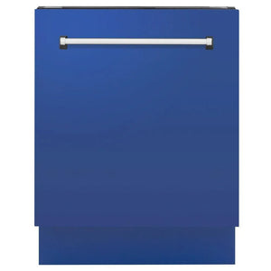 ZLINE 24 in. Tallac Series 3rd Rack Dishwasher with Blue Matte Panel and Traditional Handle, 51dBa (DWV-BM-24) main image.