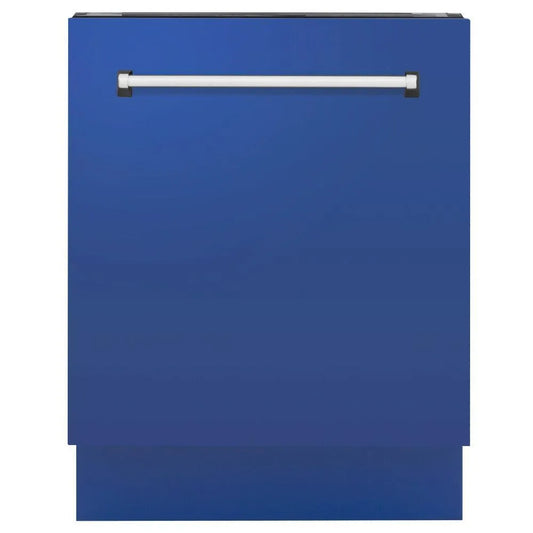 ZLINE 24 in. Tallac Series 3rd Rack Dishwasher with Blue Matte Panel and Traditional Handle, 51dBa (DWV-BM-24) main image.