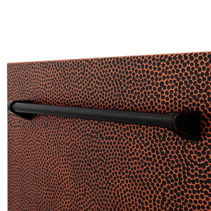 ZLINE 24" Tallac Series 3rd Rack Dishwasher with Hand-Hammered Copper Panel and Traditional Handle, 51dBa (DWV-HH-24) close-up, handle on dishwasher exterior.