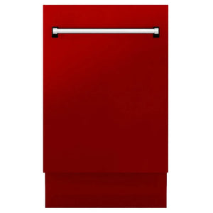 ZLINE 18 in. Tallac Series 3rd Rack Top Control Dishwasher with a Stainless Steel Tub with Red Gloss Panel, 51dBa (DWV-RG-18) main image.