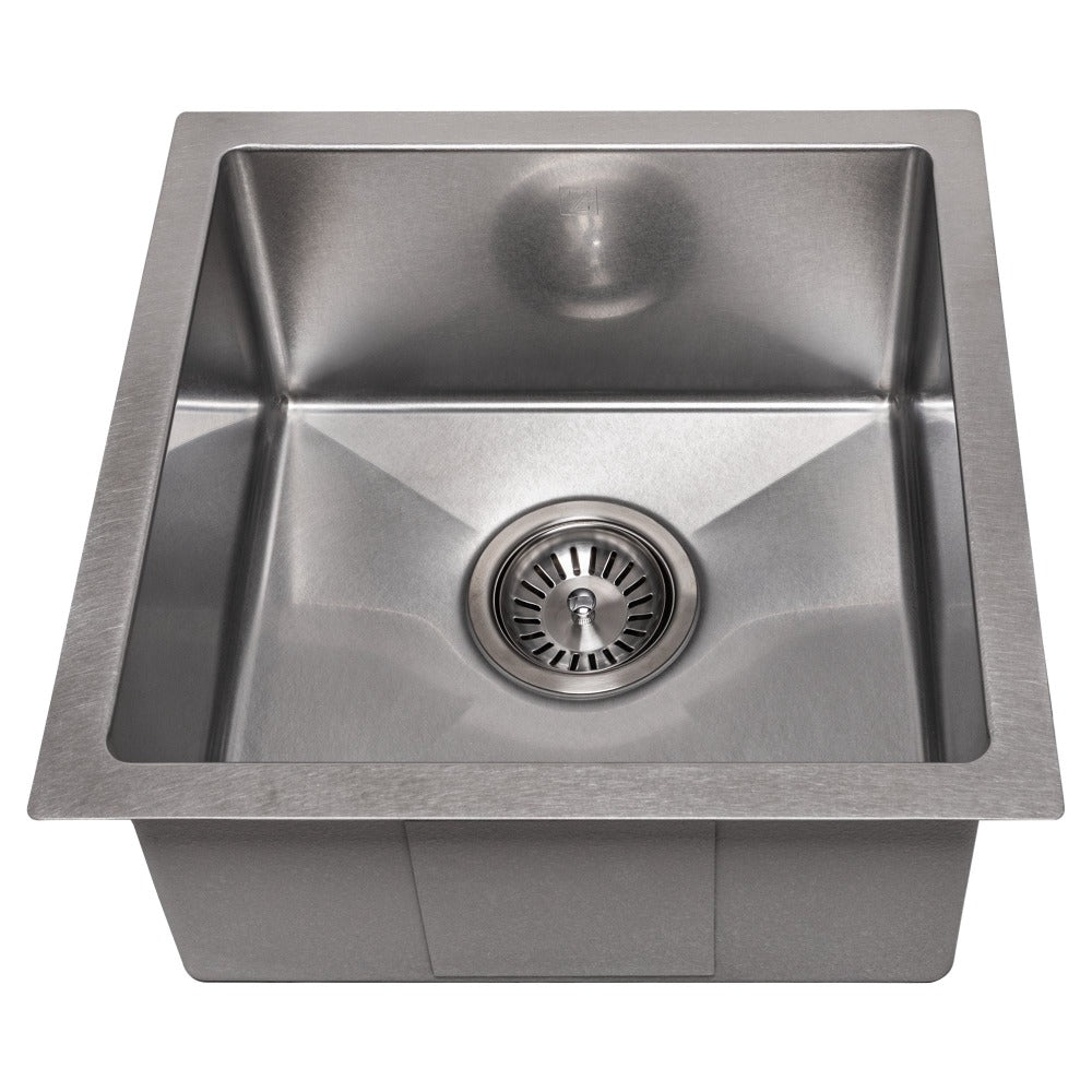 ZLINE Boreal 15 in. Undermount Single Bowl Scratch Resistant Stainless Steel Bar Kitchen Sink (SUS-15S) front.