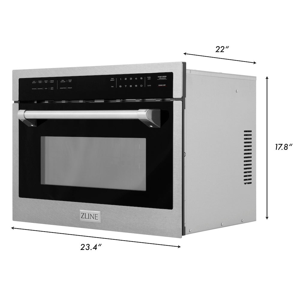 ZLINE 24 in. Built-in Convection Microwave Oven in Fingerprint Resistant Stainless Steel (MWO-24-SS) dimensional measurements.