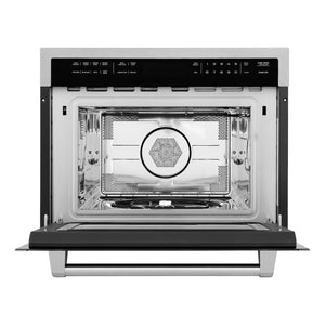 ZLINE 24 in. Built-in Convection Microwave Oven in Fingerprint Resistant Stainless Steel (MWO-24-SS) front, open.