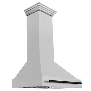 ZLINE Autograph Edition 36 in. Satin Stainless Steel Wall Mount Range Hood with Matte Black Handle (8654SNZ-36-MB)