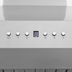 ZLINE 48 in. Ducted Wall Mount Range Hood in Satin Stainless Steel (8KF2S-48) buttons.