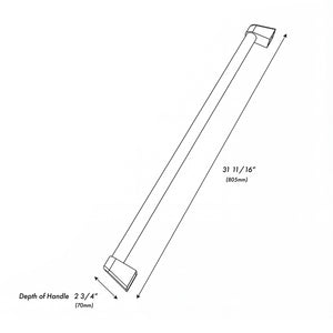 ZLINE Autograph Edition 36 in. Freestanding French Door Refrigerator Helix Handles (Set of 4) in Polished Nickel (RFMHZ-36-K-PN) dimensional diagram.