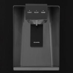 ZLINE Autograph Edition 36 in. 21.6 cu. ft Counter-Depth French Door Refrigerator with Water and Ice Dispenser in Fingerprint-Resistant Black Stainless Steel with Champagne Bronze Traditional Handles (RFMZ-W-36-BS-CB)