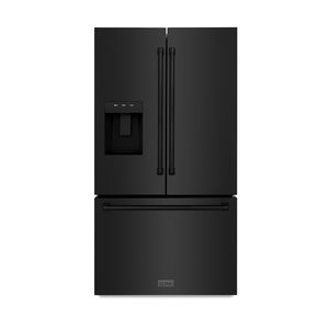 ZLINE 36 in. 28.9 cu. ft. Standard-Depth French Door External Water Dispenser Refrigerator with Dual Ice Maker in Fingerprint-Resistant Black Stainless Steel (RSM-W-36-BS) main image.