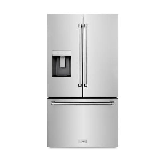 ZLINE 36 in. 28.9 cu. ft. Standard-Depth French Door External Water Dispenser Refrigerator with Dual Ice Maker in Fingerprint-Resistant Stainless Steel (RSM-W-36) main image.