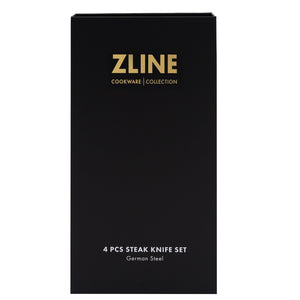ZLINE 4-Piece Professional German Steel Steak Knife Set (STK-GS-4) box, front.