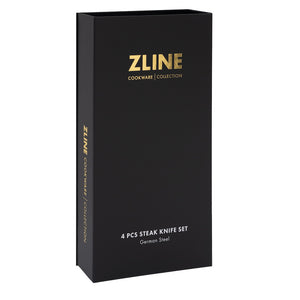 ZLINE 4-Piece Professional German Steel Steak Knife Set (STK-GS-4) box, side.