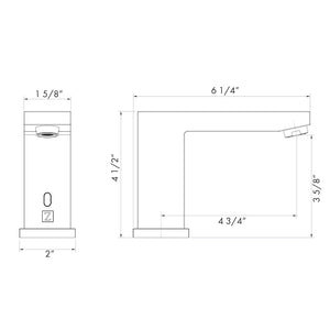 ZLINE Bliss Touchless Bath Faucet in Gun Metal (BLS-BFS-GM) dimensional diagram.